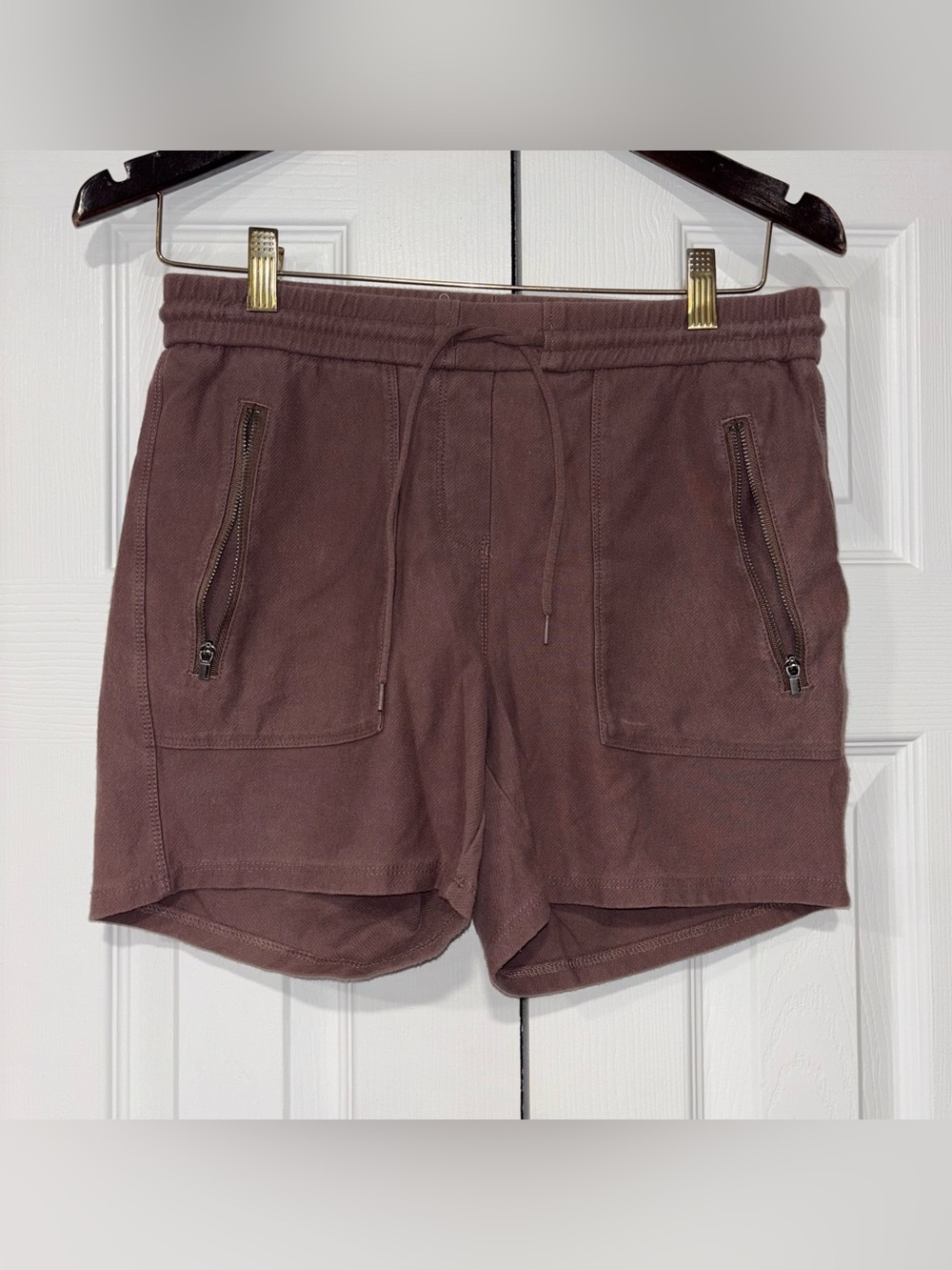 C&C California Brown Mauve Drawstring Athletic Shorts with Zipper Pockets XSmall
